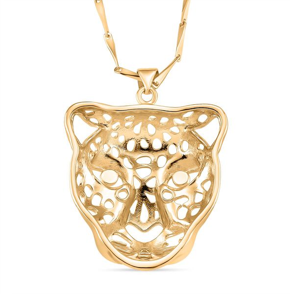 Leopardenkopf-Anhänger mit 44,5+5cm Kette in Goldton image number 3