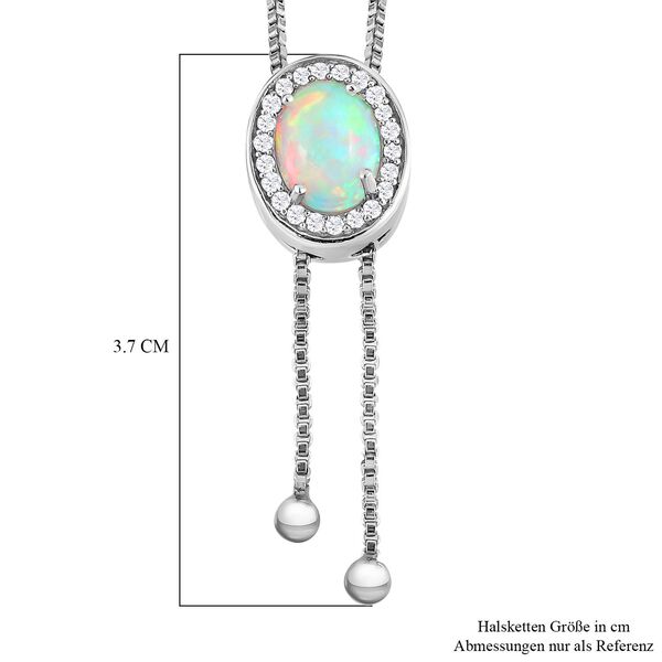 AA nat&uuml;rliche, &auml;thiopische Welo Opal und Zirkon-Lariat-Halo-Halskette, 60 cm, 925 Silber platiniert, 1,48 ct. image number 7