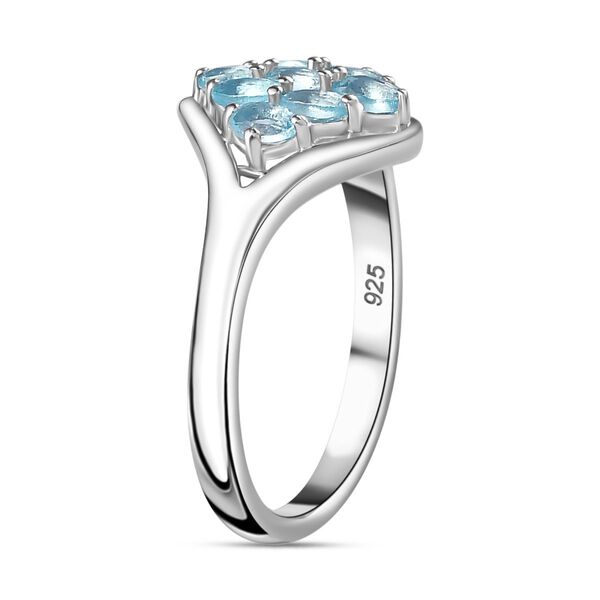 Paraiba-Apatit Ring 925 Silber platiniert (Größe 16.00) ca. 0,73 ct image number 5