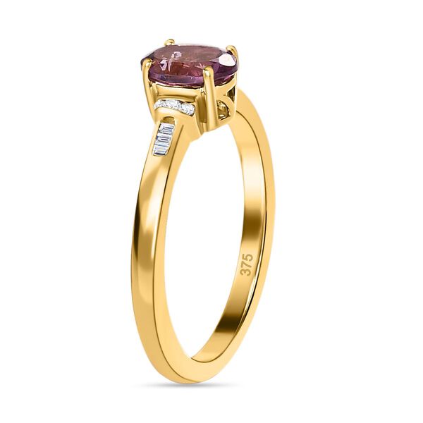 AA Lila Spinell, wei&szlig;er Diamant Ring, 375 Gold (Gr&ouml;&szlig;e 17.00) ca. 0.84 ct image number 5