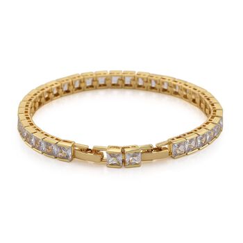 Wei&szlig;es Zirkonia-Armband in Goldton, 18+2,5cm