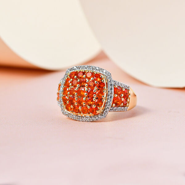 Salamanca Feueropal Ring, 925 Silber vergoldet (Größe 20.00), ca. 1.64 ct image number 2