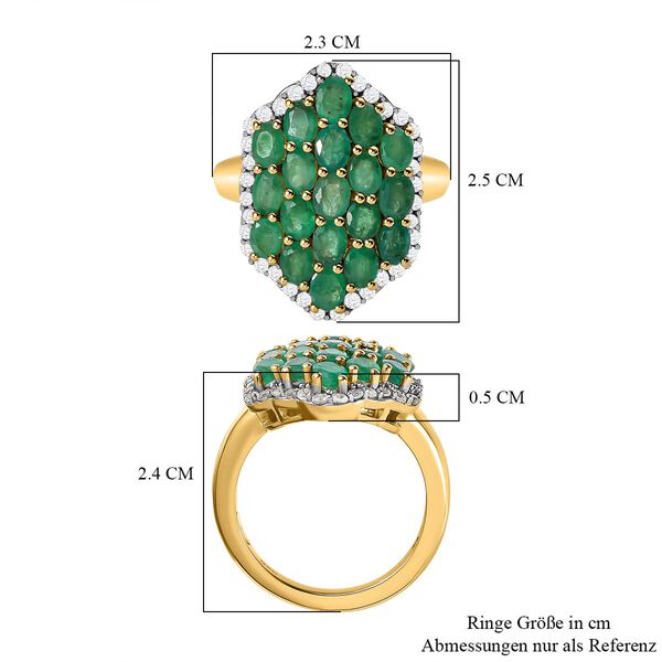 Kagem sambischer Smaragd und Zirkon-Ring - 3,06 ct. image number 7