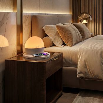 "KP-818 Audio equipment Features: Bluetooth, LED ambient lighting, 24 groups of white noise, light wake-up, sunset 30/60/90, clock, alarm clock, FM, USB, TF Wireless charging: 15W Playing time: 3-6 h Charging time: 2-3 hours Transmission range: 10 meters