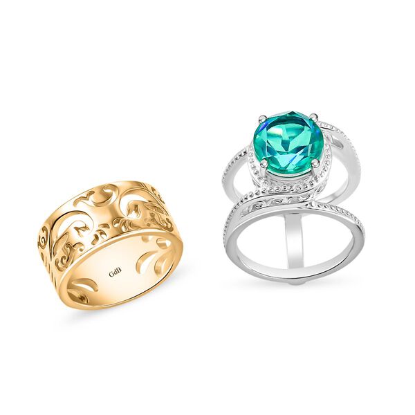 2er-Set- Zweifarbige Pfau Triplett Quarz Ringe - 4,13 ct. image number 5