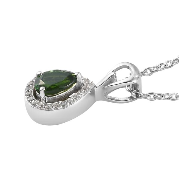 Natürlicher Chromdiopsid und Zirkon-Anhänger mit Kette, 45 cm - 0,81 ct. image number 4