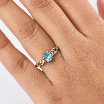 2er Set - D'joy Betroka Blauer Apatit Ring und Anh&auml;nger, 925 Silber platiniert und vergoldet (Gr&ouml;&szlig;e 21.00) ca. 1.44 ct