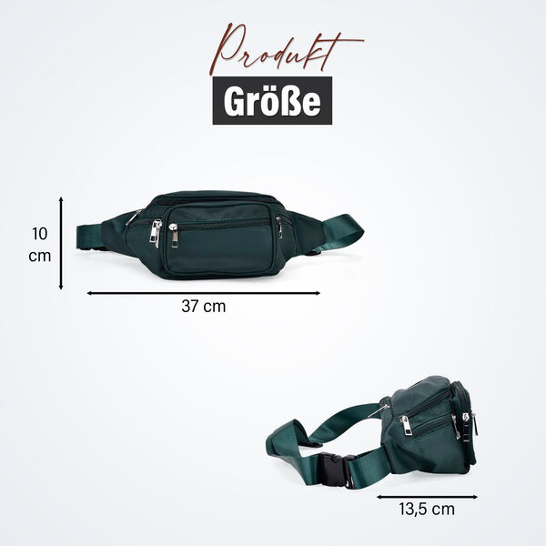 Nylon-Gürteltasche mit RFID-Schutz, 37x10x13,5cm, Dunkelgrün image number 5