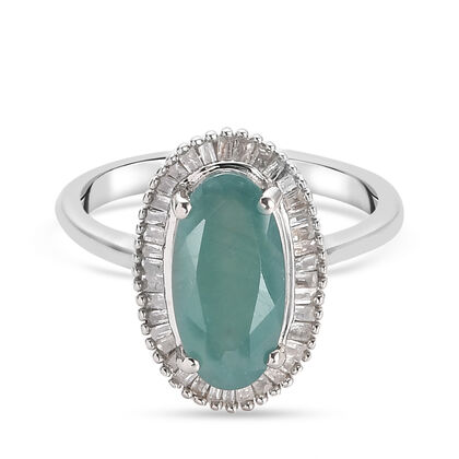 Grandidierit und Diamant Halo-Ring, 925 Silber platiniert (Gr&ouml;&szlig;e 17.00) ca. 2,11 ct