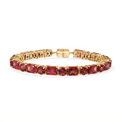 D'Joy Lab Grown Padparadscha-Saphir Armband ca. 19 cm 925 Silber 750 Gelbgold Vermeil ca. 41.38 ct