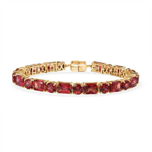D'Joy Lab Grown Padparadscha-Saphir Armband ca. 19 cm 925 Silber 750 Gelbgold Vermeil ca. 41.38 ct
