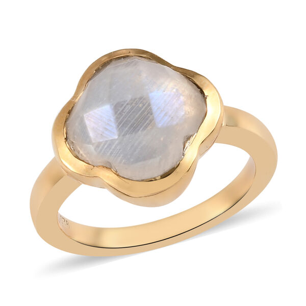 Premium Regenbogen Mondstein Ring 925 Silber vergoldet  ca. 4,58 ct image number 4