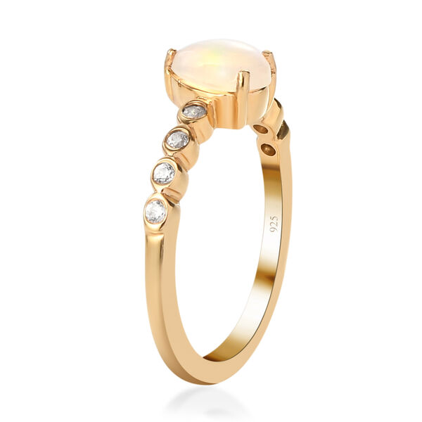 Natürlicher, äthiopischer Opal-Ring und Anhänger, 925 Silber vergoldet ca. 1,13 ct image number 4