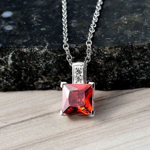 D'Joy Roter Zirkonia, Wei&szlig;er Zirkonia Schmuckset ca. 50 cm 925 Silber und 316L Edelstahl 4.36 ct image number 1