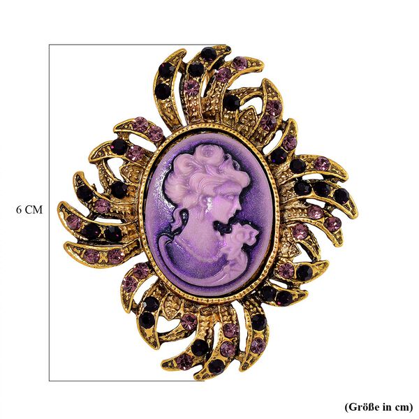 Kamee, Roter Kristall Brosche Antikes Gold image number 5