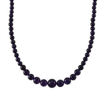 D'Joy Afrikanischer Amethyst Halskette ca. 50 cm 925 Silber Rhodiniert ca. 280,00 ct.
