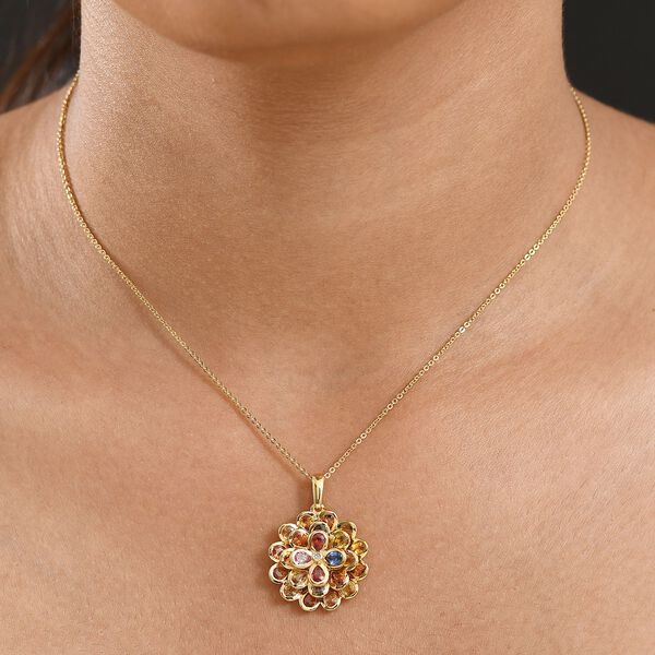 D'Joy AA Blauer Saphir, Mehrfarbig Saphir Schmuckset ca. 50 cm 925 Silber 750 Gelbgold Vermeil ca. 3.44 ct image number 3