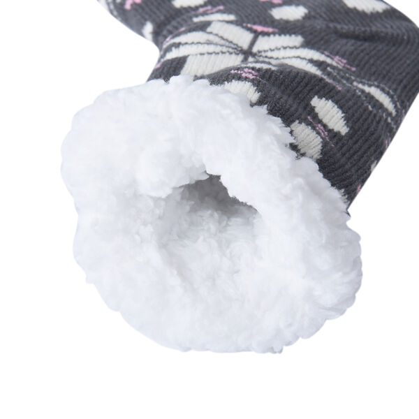 2er-Set - Rutschfeste Haussocken mit Sherpafutter, Schneeflockenmuster, Einheitsgröße, Schwarz und Blau  image number 7