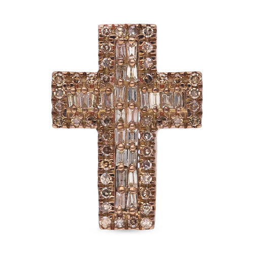 Natürlicher Champagner Diamant Anhänger 925 Silber Roségold Vermeil ca. 0.33 ct image number 0