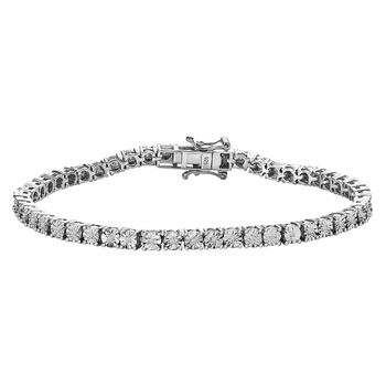 Wei&szlig;es Diamant-Armband, ca. 19 cm, 925 Silber platiniert, ca. 0.25 ct