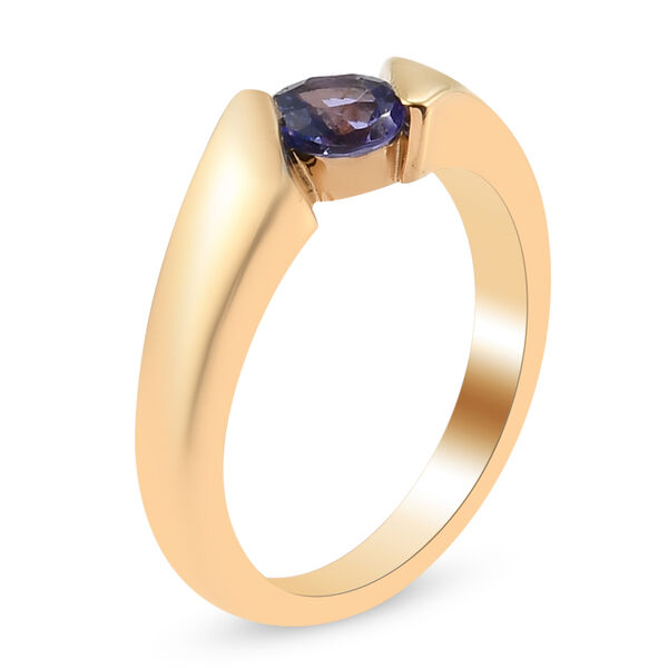 Tansanit Solitär Ring 925 Silber 585 Vergoldet image number 5