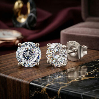 D'Joy 120 Facetten Moissanit Ohrringe 925 Silber platiniert ca. 0.90 ct