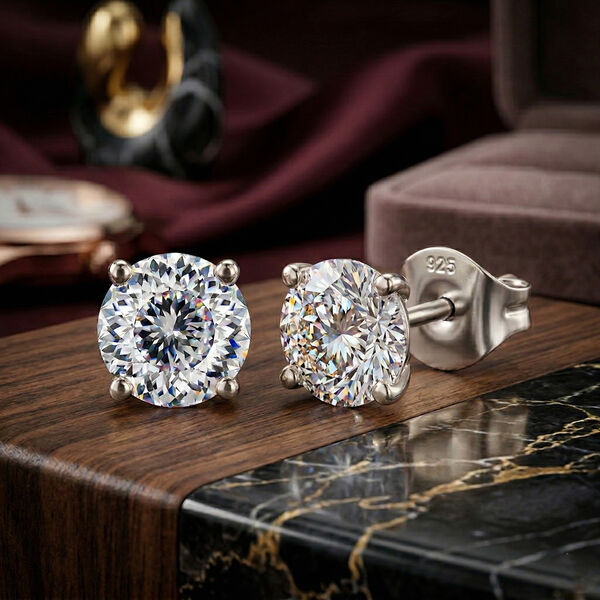 D'Joy 120 Facetten Moissanit Ohrringe 925 Silber platiniert ca. 0.90 ct image number 1