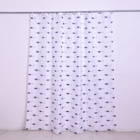 Weißer wasserdichter Duschvorhang, Hai Muster und 12 Haken, Größe: 180x180 cm