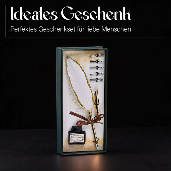 Vintage Kalligraphie-Schreibstift mit Tinte und Geschenkbox, Weiß image number 6