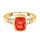 Padparadscha Triplett Quarz und wei&szlig;er Zirkon-Ring, 925 Silber vergoldet (Gr&ouml;&szlig;e 17.00) ca. 2,62 ct
