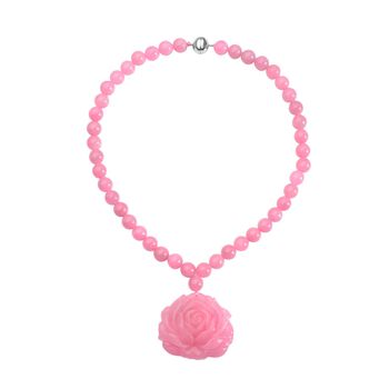 Rosa Jade-Halskette, ca. 45 cm, 925 Silber rhodiniert ca. 605.00 ct