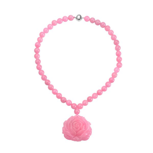 Rosa Jade-Halskette, ca. 45 cm, 925 Silber rhodiniert ca. 605.00 ct