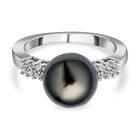 Tahiti Perlen und Zirkon-Ring, 925 Silber rhodiniert, 8,52 ct. image number 0