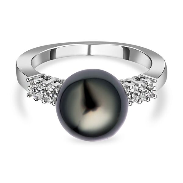 Tahiti Perlen und Zirkon-Ring, 925 Silber rhodiniert, 8,52 ct. image number 0