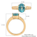 Blauer Apatit und Zirkon Ring 925 Silber 585 Vergoldet image number 6