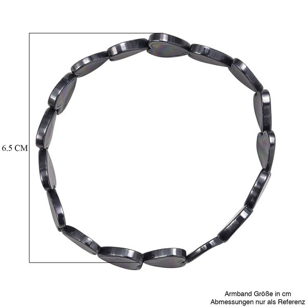 Flexibles pfaufarbenes Herz Muschelkernperle Armband image number 4