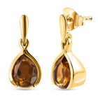 Champagner Triplette Quarz Ohrringe, 925 Silber vergoldet ca. 3.65 ct