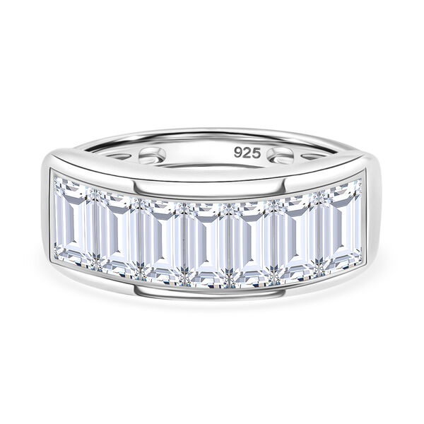 LUSTRO STELLA Hergestellt mit ZIRKONIA Half Eternity Ring 925 Silber Platin-&Uuml;berzug