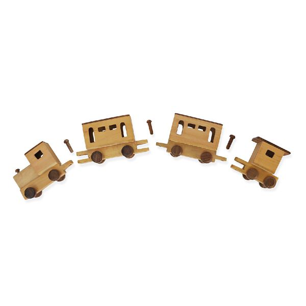 Haldu & Sheesham Holz, handgefertigter Holzspielzeug-Zug mit F&auml;chern, Gr&ouml;&szlig;e 45,5x4,25x8,25 cm, Braun image number 5