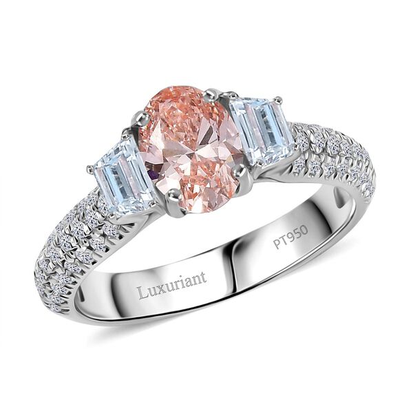 LUXURIANT VS rosa und VS-EF wei&szlig;er Labor Diamant Ring in 950 Platin - 1,57 ct. image number 4