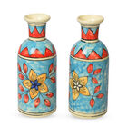 2er set handbemalte Keramikvasen, 7,5x19 cm, Türkisfarben