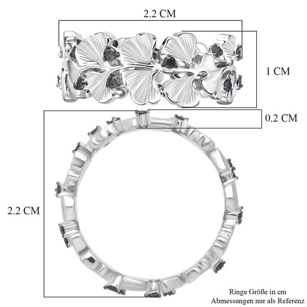GP - Gr&uuml;ner Diamant, Kanchanaburi Blauer Saphir Ring 925 Silber Rhodiniert (Gr&ouml;&szlig;e 20.00) ca. 0,15 ct image number 6
