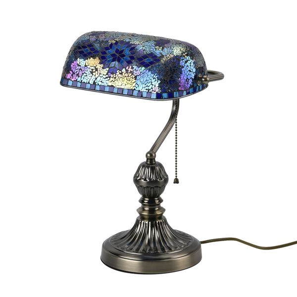 Handgefertigte Mosaik Kunst Bankerlampe, saphirblau Glühbirne nicht enthalten image number 6