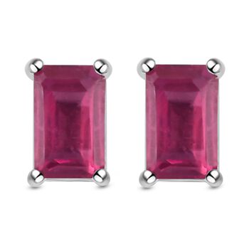 Afrikanische Rubin-Ohrringe, (Fissure gef&uuml;llt), 925 Silber platiniert ca. 0,77 ct