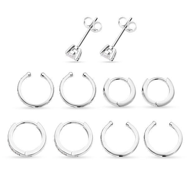 5er- Set wei&szlig;e Zirkonia-Ohrringe, 925 Silber rhodiniert ca. 1.24 ct image number 5