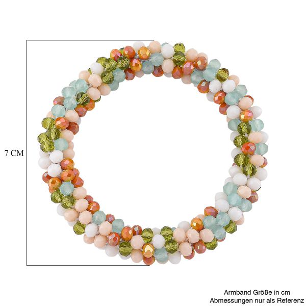Mehrfarbiges Pfirsich Kristall flexibles Armband image number 5