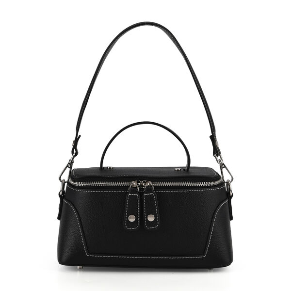 Echtleder City Crossbody-Tasche mit Tragegriff, Schwarz, 23.5x12x10 cm image number 5