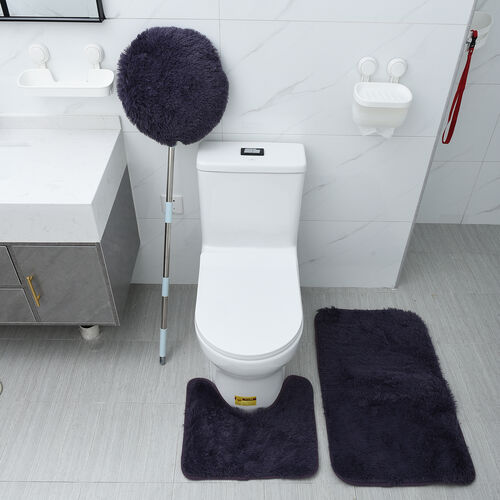 3er-Set Bad-Kollektion, extra weicher Duschvorleger 50x80 cm, WC-Vorleger 40x50 cm, WC-Deckel, dunkel Lila image number 0