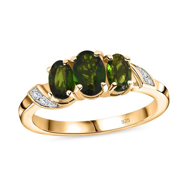 Nat&uuml;rlicher Chromdiopsid Ring 925 Silber 750 Gelbgold Vermeil (Gr&ouml;&szlig;e 17.00) ca. 1,01 ct image number 4