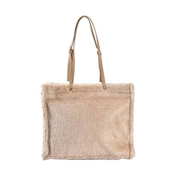Kunstfell Schultertasche, Beige
